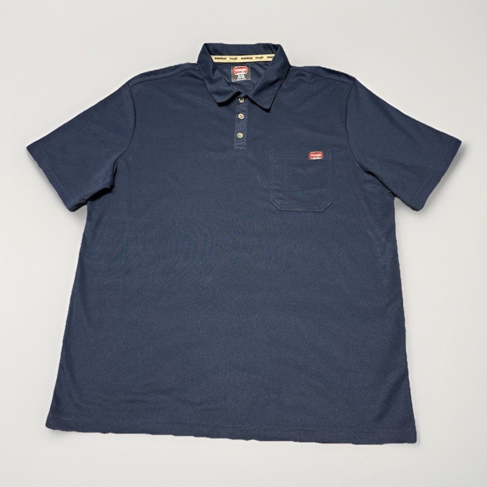 Wrangler Polo Shirt Mens Extra Large XL Blue Workwear Performance Relaxed Fit